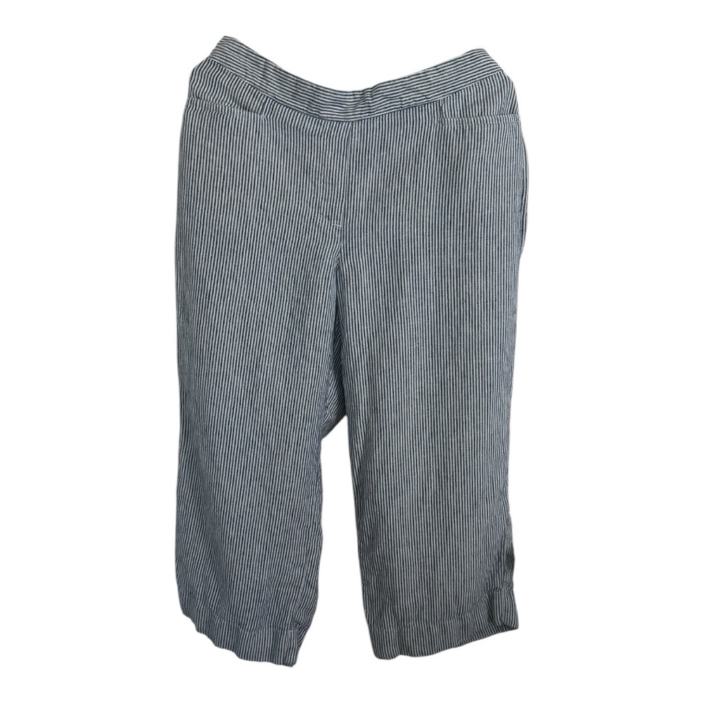J. Jill Blue and White Striped Linen Pants (100% Línen)
